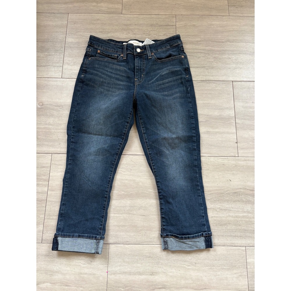 Signature by Levi Strauss Gold Label Mid Rise Capri Jeans Dark Wash Women 10 W30